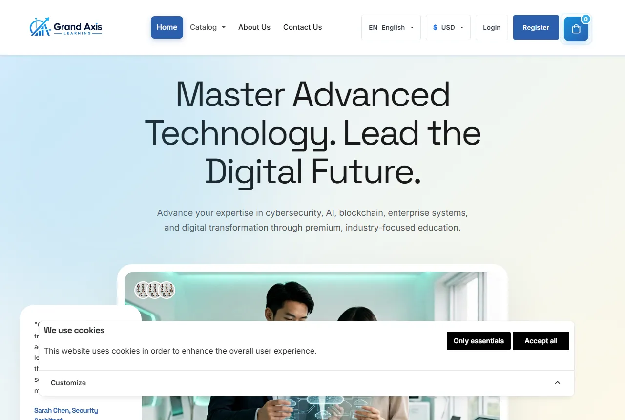 Screenshot of the Grand Axis Learning website