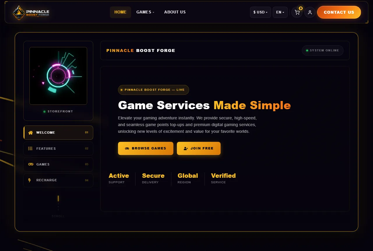 Screenshot of the Pinnacle Boost Forge website